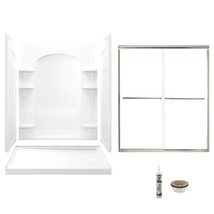 STERLING BY KOHLER 60" W x 74.75" H Frameless Rectangle Sliding Shower Kit with Towel Bar and Base Included