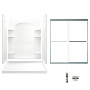 STERLING BY KOHLER 60" W x 74.75" H Frameless Rectangle Sliding Shower Kit with Towel Bar and Base Included