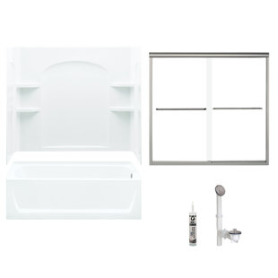 STERLING BY KOHLER 60" W x 74" H Frameless Rectangle Sliding Tub & Shower Kit with Towel Bar and Base Included