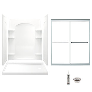 STERLING BY KOHLER 60" W x 74.75" H Frameless Rectangle Sliding Shower Kit with Towel Bar and Base Included