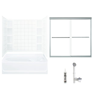 STERLING BY KOHLER 60" W x 72" H Frameless Rectangle Sliding Tub & Shower Kit with Towel Bar and Base Included