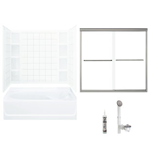 STERLING BY KOHLER 60" W x 74.25" H Frameless Rectangle Sliding Tub & Shower Kit with Towel Bar and Base Included