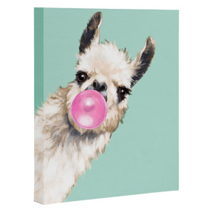 SOCIETY6 " Bubble Gum Snea Llama Green " by Big Nose Works