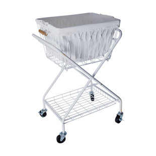 ARTESA Verona Collapsible Laundry Cart Removable Basket & Canvas Bag