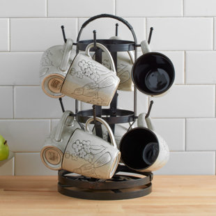 Gourmet Basics by Mikasa Metal Rotating 8-Cup Mug Tree, Antique Black