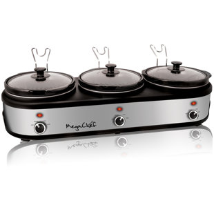 Mega Chef 2.5 Qt. Triple Slow Cooker and Buffet Server