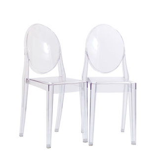NICER INTERIOR Casper Modern Acrylic Stacking Two Dining Side Chairs in Clear by Modway (Set of 2)