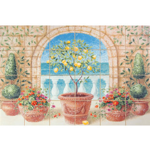 IMAGINE TILE, INC. Mediterranean 4'' x 4'' Ceramic Decorative Mural (Set of 24)