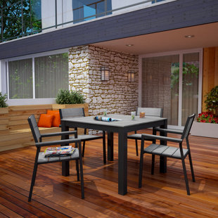 Modway LexMod Maine 6 Piece Outdoor Patio Dining Set in White Light Gray