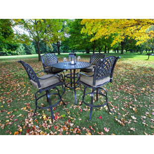 BLOOMSBURY MARKET Amaijah 4 - Person Round Outdoor Dining Set with Cushions