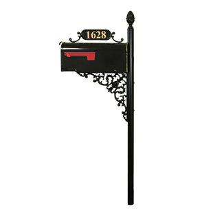 ADDRESSES OF DISTINCTION Aluminum Post Mounted Mailbox with Personalized Address Plate