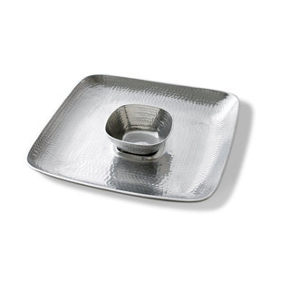 TOWLE SILVERSMITHS Towle Hammered Square Aluminum Chip and Dip Service Set, 14-Inch