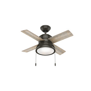 HUNTER FAN 36'' Loki 4 - Blade Standard Ceiling Fan with Pull Chain and Light Kit Included