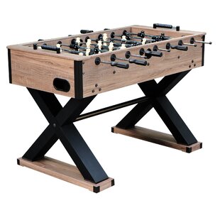 HATHAWAY GAMES Hathaway Excalibur 54-In Foosball Table for Game Room - With Driftwood Melamine Finish, X-Pattern Base, Chrome Steel Rods, Adjustable Leg Levelers & Manual Scoring Units - Driftwood Finish