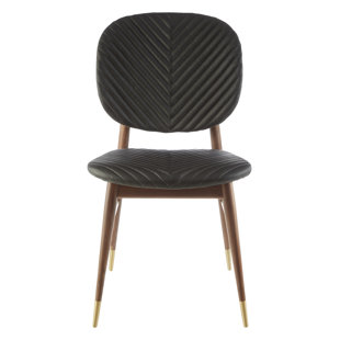 HYKKON Jaron 46cm H Genuine Leather Upholstered Side Chair (Set of 2)