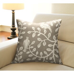 123 CREATIONS Birds and Vines Linen Throw Pillow