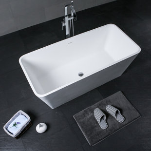 DYCONN FAUCET Tesoro 59.06'' x 26.77'' Freestanding Soaking Solid Surface Bathtub