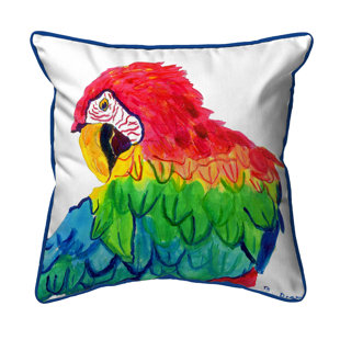 BETSY DRAKE INTERIORS Parrot Indoor/Outdoor Reversible Throw Pillow