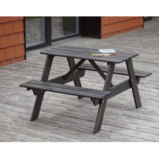 HARRIET BEE Olhouser Kids 3 Piece Solid Wood Outdoor Table Or Chair and Chair Set