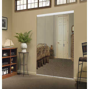 CUSTOM DOOR AND MIRROR 80'' Solid + Manufactured Wood Mirrored Bi-Fold Door