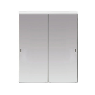 CUSTOM DOOR AND MIRROR 80'' Solid + Manufactured Wood Mirrored Sliding Closet Doors