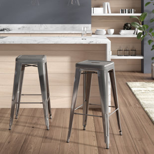 WILLISTON FORGE Natascha Counter Stool with Metal Frame (Set of 2)