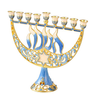 MATASHI CRYSTAL Pewter Tabletop Menorah