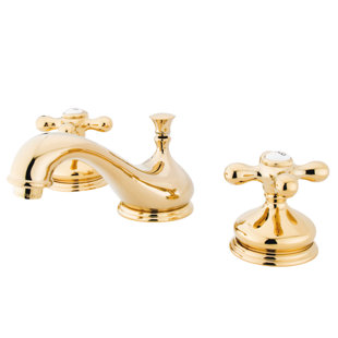 Kingston Brass Heritage Two-Handle 3-Hole Deck Mount Widespread Bathroom Faucet with Brass Pop-Up Drain