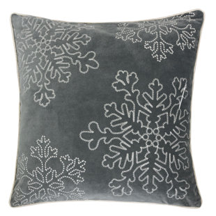 HOMEY COZY Holiday Embroidered Velvet Throw Pillow