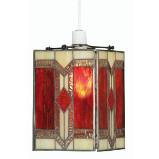 ROSALIND WHEELER Anderton 22cm H x 14.5cm W Glass Square Pendant Shade ( Screw On ) in Red