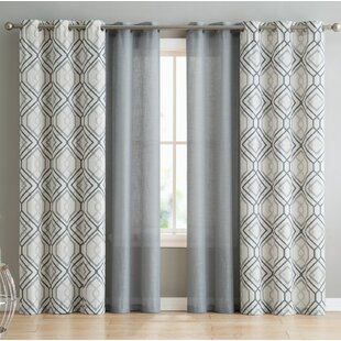 DARBY HOME CO Minchinhampton Polyester Semi Sheer Curtain (Set of 4)