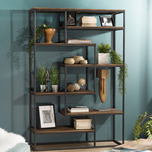 WILLISTON FORGE Malvern 180.5cm H x 120cm W Steel Geometric Bookcase