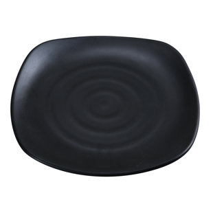 YANCO Black Pearl Square Melamine Dinner Plate (Set of 24)
