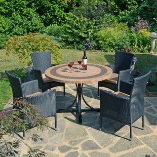 ROSALIND WHEELER VERMONT Stone Dining Table with 4 STOCKHOLM Chairs Garden Set