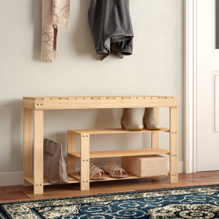 REBRILLIANT 10 Pair Solid Wood Shoe Rack