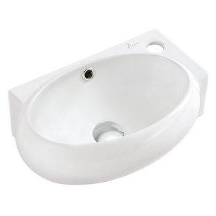 Dawn USA 11'' White Ceramic Oval Wall Mount Bathroom Sink with Overflow