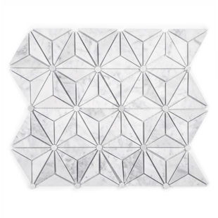 ABOLOS Tuscany 12 in. x 12 in. Marble Pressed Edge Triangle Mosaic Decorative Kitchen & Bathroom Wall Tile