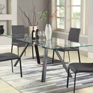 ORREN ELLIS Aida Contemporary Dining Table w/ Extendable Glass Top