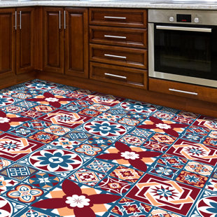 WORLD MENAGERIE Walsh Westminster 60 x 120cm PVC Mosaic Tile in Red/Blue