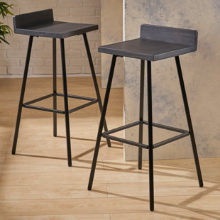 WILLISTON FORGE Louison Counter Stool with Metal Frame (Set of 2)