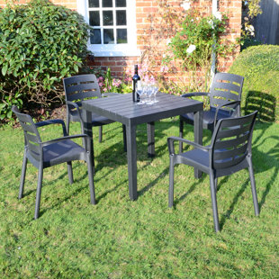 EBERN DESIGNS Roann Square Table with 4 Chairs Garden Set