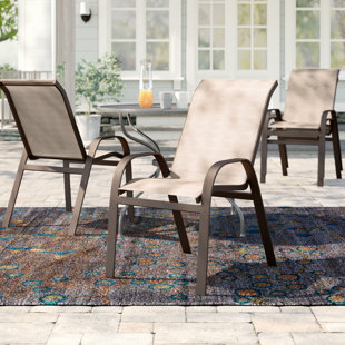 RED BARREL STUDIO® Jame Metal Outdoor Stackable Dining Armchair (Set of 4)