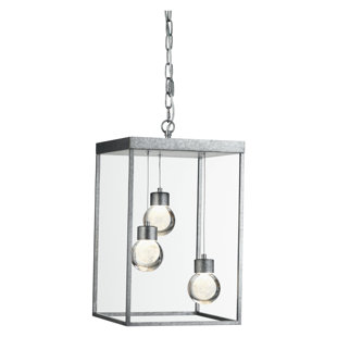 WILLISTON FORGE Geiger 3 - Light Satin Chrome LED Lantern Pendant