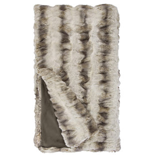 DONNA SALYER'S FABULOUS-FURS Couture Collection Faux Fur Throw Truffle Chinchilla