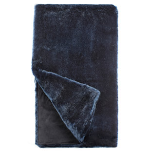 DONNA SALYER'S FABULOUS-FURS Couture Collection Faux Fur Throw Steel Blue Mink