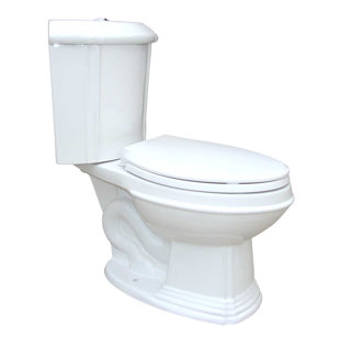 The Renovators Supply Inc. 0.8 GPF Elongated Chair Height Floor Mounted Corner Toilet (Seat Included)