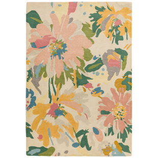 EBERN DESIGNS Jessamine Hand Tufted Wool Cream Rug