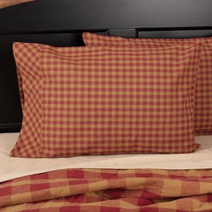 VHC BRANDS Burgundy Check 100% Cotton Checkered - Set of 2 (Set of 2)