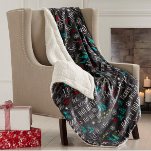 FRESHFOLDS Ultra Soft Plush Reversible Holiday Throw Blanket