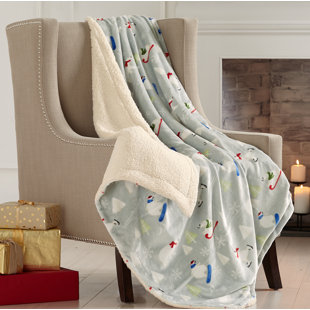FRESHFOLDS Ultra Soft Plush Reversible Holiday Throw Blanket